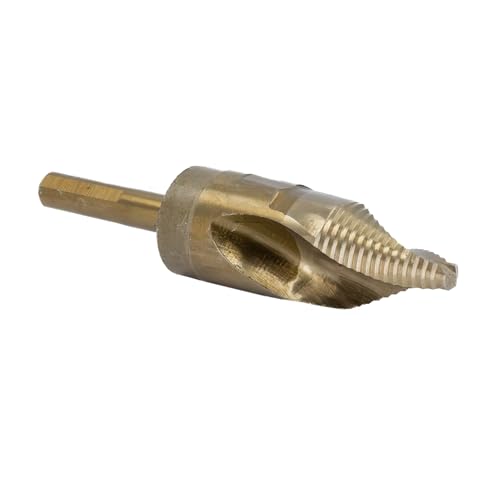 Drill America 1-1/2" Cobalt Stepped Drill Bit with 1/2" Reduced 3-Flat Shank, Gold Oxide Finish for Drilling Acrylic, Steel, Hard Metals, GSC Series - size: 1-1/2"