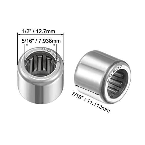 uxcell SCE57 Needle Roller Bearings, Drawn Cup Open End, 5/16-inch Bore 1/2-inch OD 7/16-inch Width 4700N Static Load 4850N Dynamic Load 5pcs - size: 5/16x1/2x7/16"