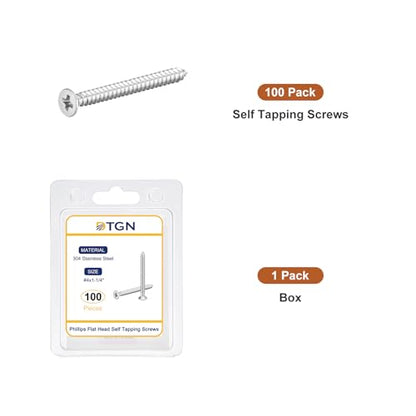 DTGN 100Pcs 4" x1-1/4 Flat Head Wood Screws, Self Tapping Screws Silver - color: Silver, size: #4x1-1/4"