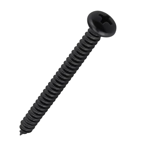 #8 x 1-1/2" (50 Pack) Stainless Steel Pan Head Self Tapping Screws, 304 SS (18-8) Black Coated, Phillips Drive Round Head Corrosion Resistant Screws for Wood & Sheet Metal - size: #8 x 1-1/2"