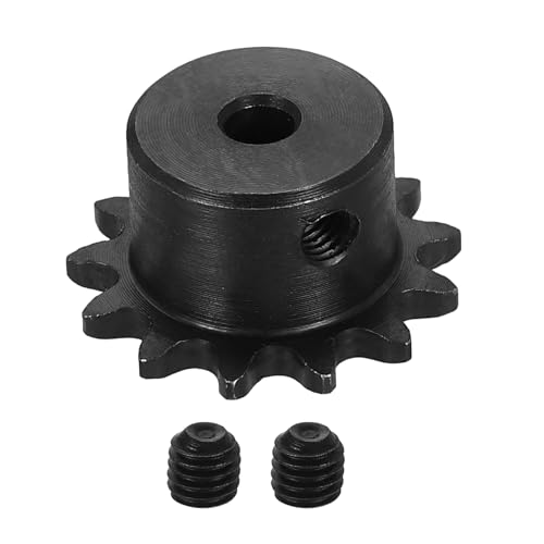 uxcell #25 Chain Roller Sprocket 5mm Bore 29.5mm OD, 13 Tooth C45 Carbon Steel ANSI #25 Roller Sprocket Round Hole with Set Screws for ISO 04C Chain, Black - size: 5mm Bore 29.5mm OD, 13 Tooth