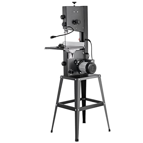 VEVOR Band Saw with Stand, 10-Inch, 560 & 1100 RPM Two-Speed Benchtop Bandsaw, 370W 1/2HP Motor with Metal Stand Optimized Work Light Workbench Fence and Miter Gauge, for Woodworking Aluminum Plastic