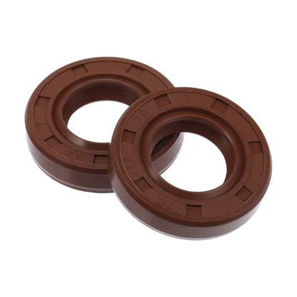 Universal Oil Seal TC Double Lip W Steel Spring Seal Ring Rotary Shaft Seal 17x32x7mm High Pressure FKM Rubber Brown 2 Pcs - size: 17x32x7mm