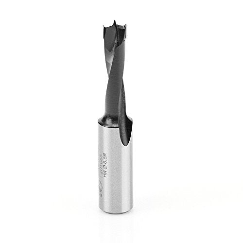 Amana Tool 201065 Carbide Tipped Brad Point Boring Bit R/H 6.5mm D x 57mm Long x 10mm SHK - size: R/H 6.5mm Dia x 57mm Long x 10mm