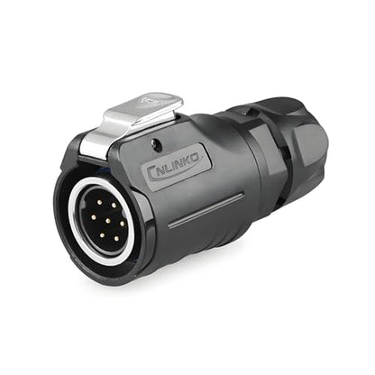 CNLINKO LP-16 7 Pin Circular Aviation Connector Kit Male Plug and Female Socket M16 IP68 Waterproof, PBT Plastic Shell Quick Plug (7 Pin Single Set) - size: 7-Pin, style: Single-Hole Socket Set