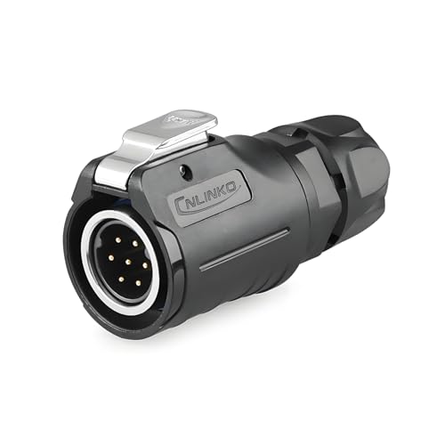 CNLINKO LP-16 7 Pin Circular Aviation Connector Kit Male Plug and Female Socket M16 IP68 Waterproof, PBT Plastic Shell Quick Plug (7 Pin Single Set) - size: 7-Pin, style: Single-Hole Socket Set