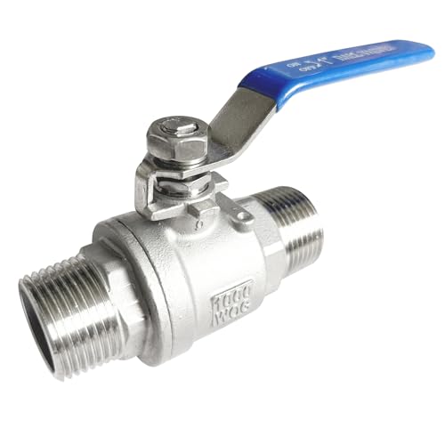 1 inch Male to Male Thread Ball Valve 304 Stainless Steel Full Port NPT Thread Ball Valves WOG1000 - size: 1 Inch