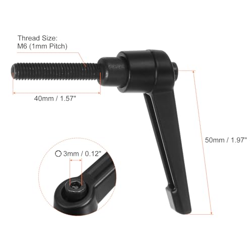 HARFINGTON 8pcs Adjustable Clamping Lever Handles M6 x 40mm Male Thread Bolt Knobs Rotating Screw Locking Quick Release Ratchet Push Button Handle, Black - size: M6 x 40mm