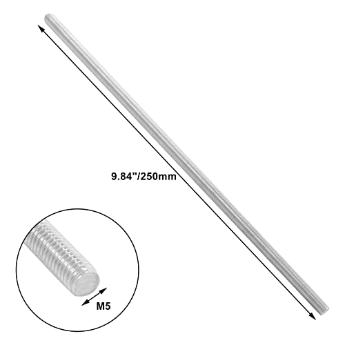 Murtenze M5 x 250mm Fully Threaded Rod, 2Pcs - size: M5 x 250mm