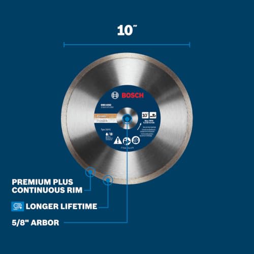 Bosch DBC1002 10 in. Premium Continuous Rim Diamond Wheel for Precise Cuts - size: 10 in