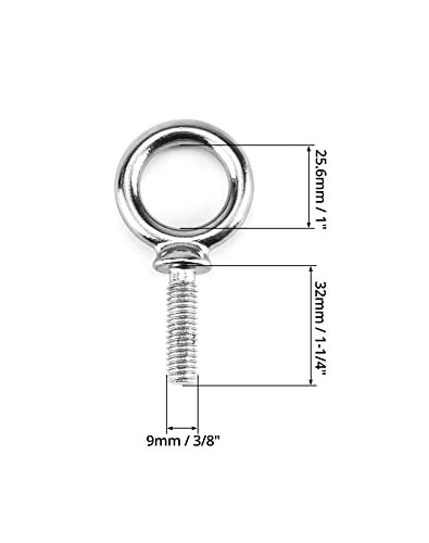 QWORK Eye Bolt, 10 Pack 3/8" x 1-1/4" UNC Marine Grade Stainless Steel Lifting Ring Threaded Eyebolts - color: 10 Pack, size: 3/8"-16 x 1"