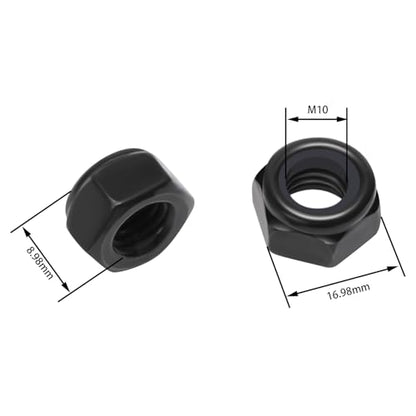 10Pcs M10x1.5 Hex Lock Nuts Carbon Steel - size: M10