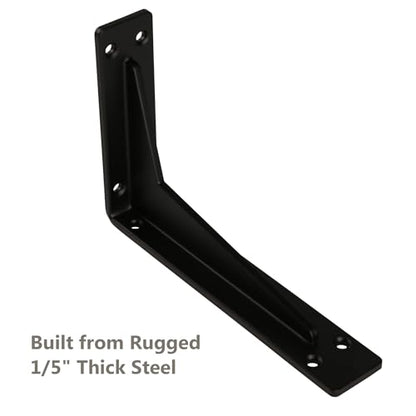 NEODROP 6-Pack 6 Inch Heavy Duty Shelf Brackets, Premium Metal Wall Bracket for Mantel, Countertop Support, Garage Storage Shelves | Floating Shelf Hardware | High Strength Corner Brace - size: 6 Inch, style: 6 Pack