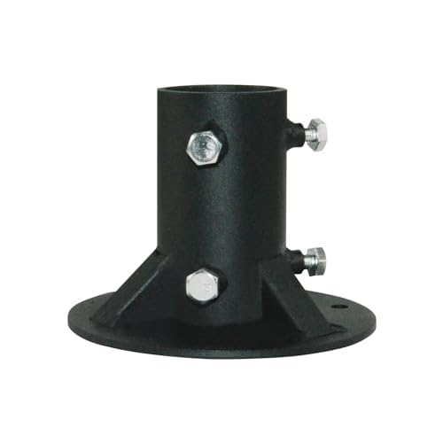 Base Flange,Chain Link Fence Pole Floor Flange,for Fixing Street Light/Flag/Mailbox/Fence Pole etc.,Black Heavy Solid Fence Post Concrete Mount, Including Bolt Side Screws (2.5 Inch) - size: 2.5 Inch