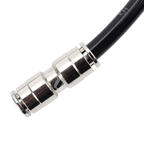 Beduan Push to Connect Fitting 1/4" OD Nickel-Plated Copper Pneumatic Air Fitting Straight Union Tube Connector (Pack of 2) - size: 1/4" OD, style: 2 Pieces