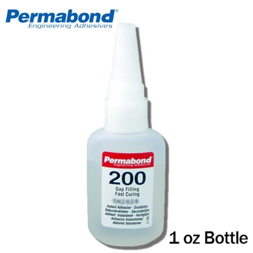 Permabond 200 Instant Adhesive-Fast-Set Thick General Purpose, Great for Plastic & Rubber 1 Ounce Bottle + Tips + Accelerator