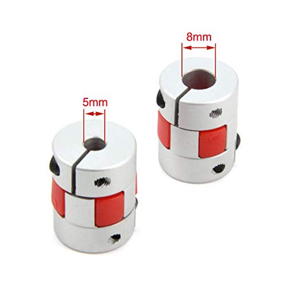 2PCS 5mm to 8mm Aluminium Plum Flexible Shaft Coupling Diameter20mm Length25mm 5x8mm Motor Connector Flexible Coupler for 3D Printer CNC Machine and Servo Stepped Motor（5x8mm） - size: D20 L25, style: 5x8mm
