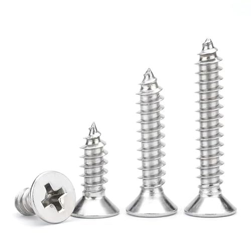 M3 x 45mm Flat Head Wood Self Tapping,Sheet Metal Screws,Phillips Drive Countersunk Wood Screws,304 Stainless Steel （A2-70,GB846,Plain Finish，50 Pcs - size: M3 x 45mm（50 Pcs）