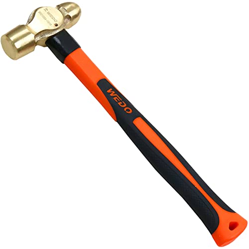 WEDO Brass Ball Peen Hammer with Fiberglass Handle,Ball Pein Hammer, 1lb, 280mm, 11" - color: Fiberglass Handle, size: 1lb