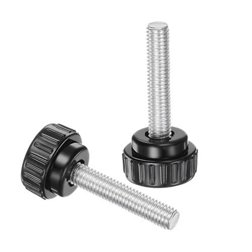 uxcell 4pcs Knurled Clamping Knobs M8 x 45mm Metric Zinc Plated Carbon Steel Male Thread Thumb Screw on Type 30mm Plastic Round Head Threaded Hand Bolt Stud Knobs Black - size: M8 x 45mm x 30mm
