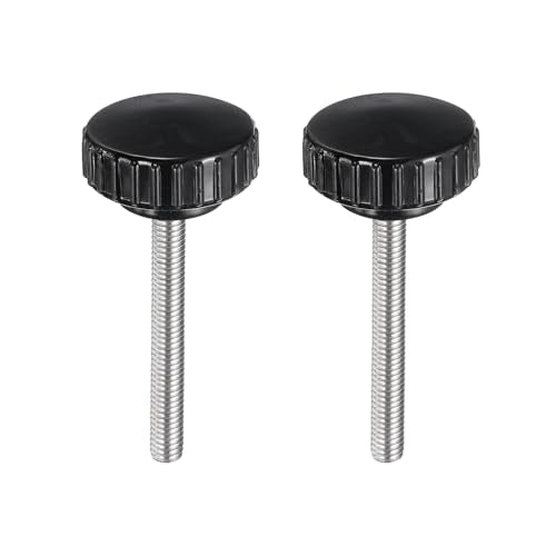 uxcell 2pcs Knurled Clamping Knobs M6 x 55mm Metric 304 Stainless Steel Male Thread Thumb Screw on Type 30mm Plastic Round Head Threaded Hand Bolt Stud Knobs Black - size: M6 x 55mm x 30mm