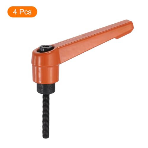 uxcell Clamping Lever Handles for Lathe, M4x25mm Male Thread Orange 4Pcs - size: M4x25mm