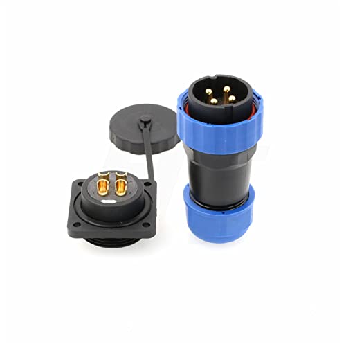 HangTon HE29 4 Pin Connector Industrial Waterproof IP68 Circular Plastic Male Female Wire Plug Panel Socket, High Power(4 pin 45A 380V) - size: 4 pin 45A 380V