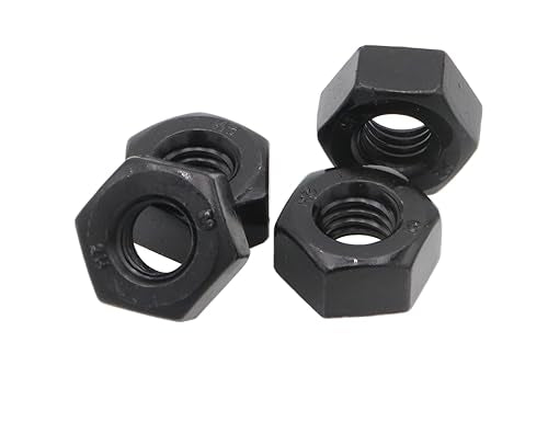 LBY 23pcs Heavy Hex Nuts, 3/8-16 Coarse Thread Hex Nuts, 45# Steel (Black) - size: 3/8-16