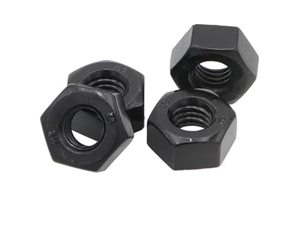 LBY 23pcs Heavy Hex Nuts, 3/8-16 Coarse Thread Hex Nuts, 45# Steel (Black) - size: 3/8-16