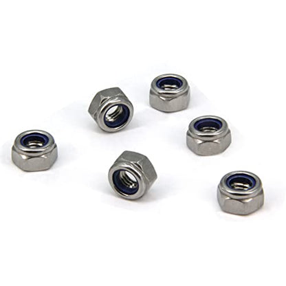 M8 x 1.25mm Pitch 304 Stainless Steel Self-Locking Hex Lock Nuts, Nylon Insert LockNuts Silver Metric Self Clinching Hex Lock Nuts for Hardware Parts, 100pcs/pack (M8-100pcs) - size: M8-100pcs