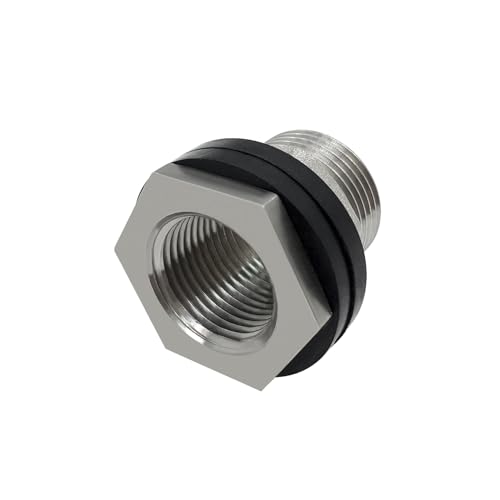 Beduan 3/4 NPS Male to 1/2 NPT Female Bulkhead Water Tank Connector Stainless Steel Thru-bulk Fitting (Pack of 2) - size: 1/2 NPT to 3/4 NPS