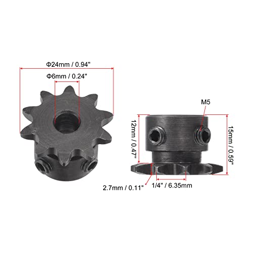 uxcell 10 Tooth Roller Sprocket B Type #25 Chain Single Strand 1/4" Pitch