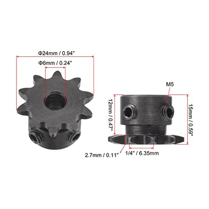 uxcell 10 Tooth Roller Sprocket B Type #25 Chain Single Strand 1/4" Pitch