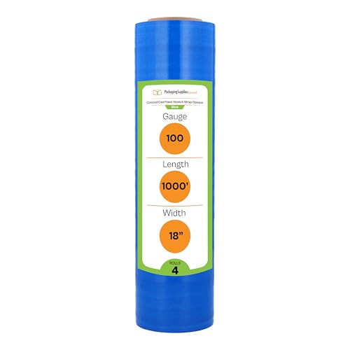 PSBM Dark Blue Plastic Hand Stretch Film/Wrap 18" x 1000' 100 GA 4 Rolls - color: Blue, size: 4 Rolls