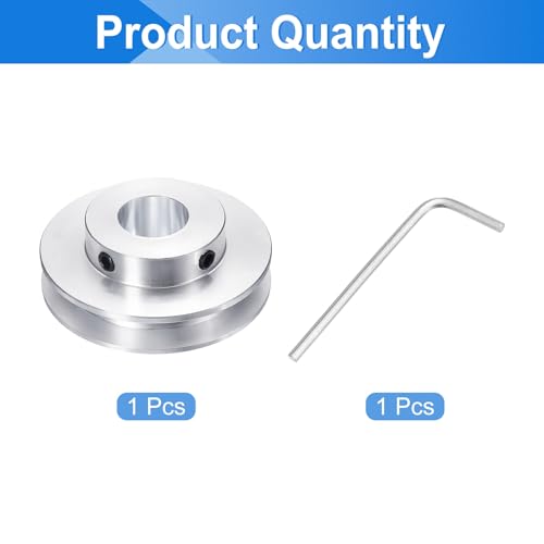 uxcell 1Pcs Single Groove Pulley, 15mm Fixed Bore 50mm Outer Diameter Aluminum Alloy Mechanical Belt Pulley with Hex Wrench for 6mm PU Round Belt - size: 15mm Bore, 50mm OD