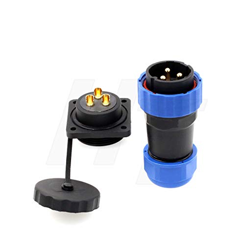 HangTon HE29 3 Pin 45A Power Connector Plastic Outdoor Waterproof IP68 Circular Threaded Quick-Disconnect Male Female Plug Panel Mount Socket - size: 3 pin 45A 380V
