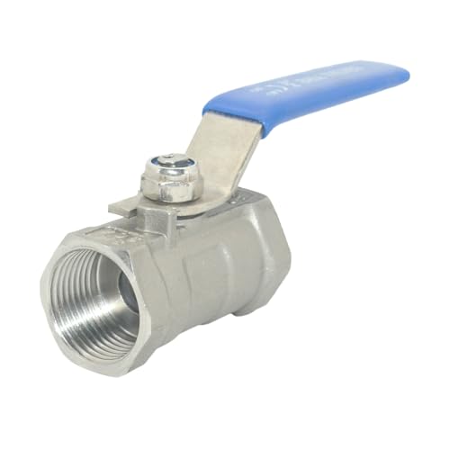 VARMHUS 3/4" Stainless Steel 304 Ball Valve 1Pc Type NPT Female Threaded with Heavy Duty Blue Vinyl Insulation Handle,CF8M Ristricted Flow,1000 WOG (3/4") - size: 1 Piece 3/4 inch