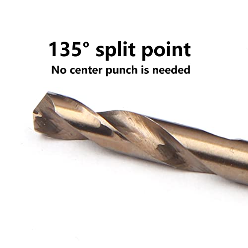 1/8" Cobalt Drill Bits(10PCS), M35 HSSCO High Speed Steel Double Ends Stubby Body Twist Drill Bit Set for Hardened Metal, Stainless Steel, Cast Iron, Plastic and Wood - size: 1/8"(10PCS)
