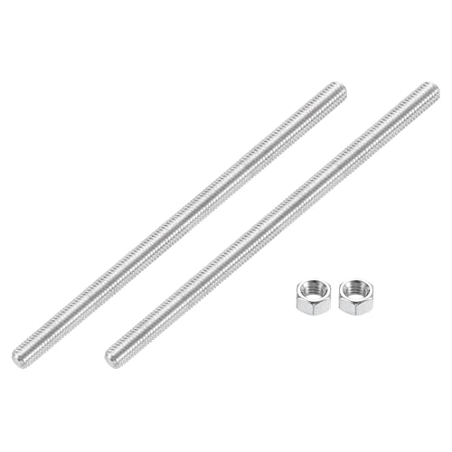 uxcell 3/8"-16 Fully All Threaded Rod, 2 Pcs 304 Stainless Steel Long Threaded Screw 8" Length Right Hand Threads for Furniture Mounting Assembly Fastening - size: 8"
