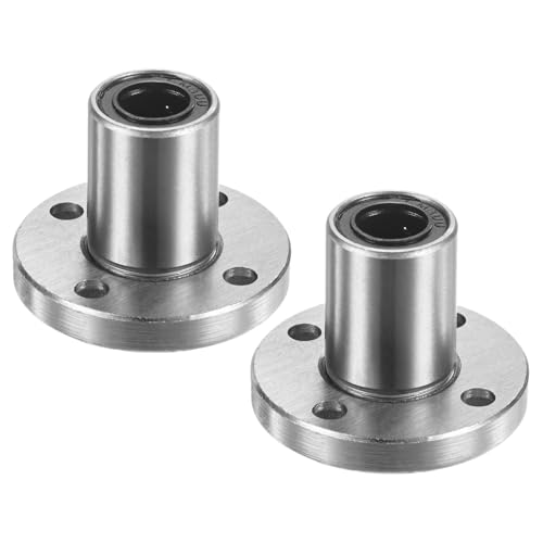 PATIKIL LMK8UU Linear Ball Bearings 8mm Bore Dia 15mm OD 24mm Length 4mm Hole, 2Pcs Round Flange Linear Motion Bushing Double Side Rubber Sealed Rod Liner Shaft for CNC Machine 3D Printer - size: 8mm