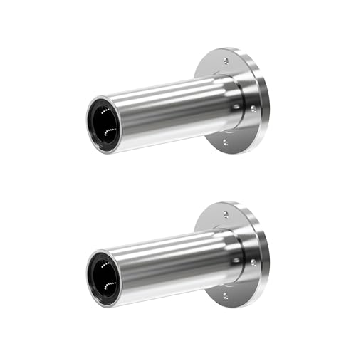 2PCS LMF10LUU Circular Flange Linear Ball Bearings, 10mm Bore Dia, 19mm OD, 55mm Length with Double Side Rubber Seal for CNC,3D Printer - size: LMF10LUU Size 10x19x55mm