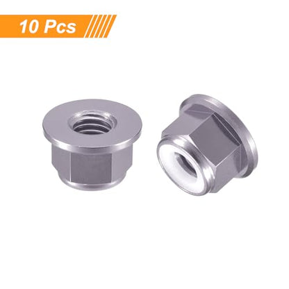 uxcell Nylon Insert Hex Lock Nuts, 10pcs - M8 x 1.25mm Aluminum Alloy Self-Locking Nut, Anodizing Flange Lock Nut for Fasteners(Titanium Gray) - size: M8 x 1.25mm