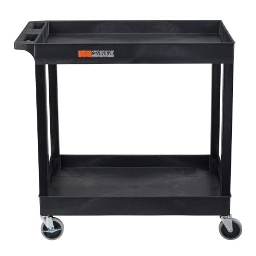 Luxor 32" x 18" Tub Storage Cart 2 Shelves - Black, (EC11-B)