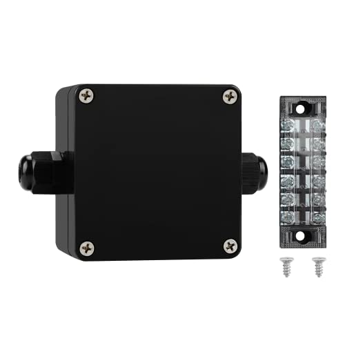 ABS IP67 Waterproof Dustproof Electrical Junction Box, with 15A 600V Barrier Terminal Cable Connector, 1 in/1 Out Power Junction Box（3.26 * 3.18 * 2.2in） - size: 1T1 3.26" x 3.18" x 2.2"