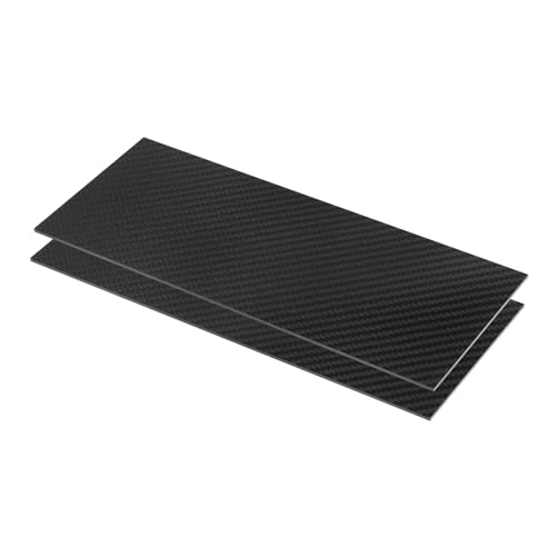 MECCANIXITY 2 Pcs 3K Carbon Fiber Plate Panel Sheets, 250 x 100 x 1mm Carbon Fiber Board Plate Flexible for RC Aircraft, Model Car, Auto Parts (Twill Bright) - size: 250 x 100 x 1mm