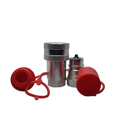 1-Set 3/4" Ag ISO5675 Carbon Steel Hydraulic Quick Disconnect Coupling/Coupler Poppet Valve，Pioneer Type, Set w/Dust Cap - size: 1Set-3/4"NPT(Poppet)