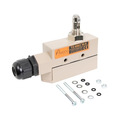 Awoco Heavy Duty Commercial Door Micro Switch with Cross Roller Plunger for Air Curtains, 250V 20A IP 65 Limit Switch Type NO and Type NC (TZ-6003-20A) - style: TZ-6003-20A