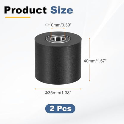 uxcell 2Pcs Plastic Roller Wheel with Bearings 3/8" x 1-3/8" x 1-9/16" - size: 3/8" x 1-3/8" x 1-9/16" (ID x OD x L)
