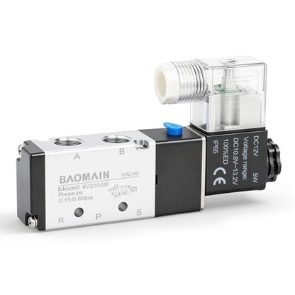 BAOMAIN 4V210-08 12V DC 5 Way 2 Position Pneumatic Solenoid Valve - style: Single Valve