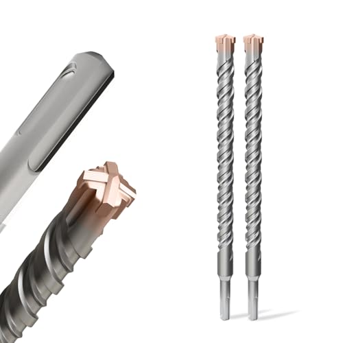 2PCS SDS Plus Rotary Hammer Drill Bits,1"×12"（25mm×310mm）-4 Carbide Cutting Edges & Coated Head, Ideal for Masonry| Heavy-Duty Masonry |Hammer Drill Bits for Precision Drilling - size: 2PCS-1"×12"（25mm×310mm）